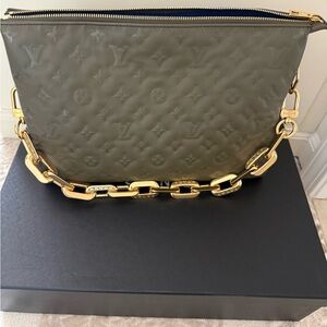 Louis Vuitton Olive Green Monogram Shoulder Bag with Gold Chain